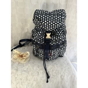 Tommy Bahama Navy Blue & white polka Dot backpack handbag large sporty Nautical